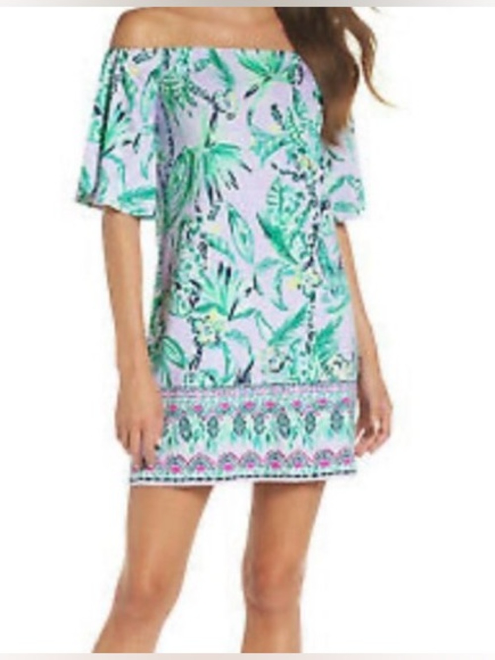 LILLY PULITZER  Off the Shoulder Shift Dress Light Lilac Sz-XS. Like new, the